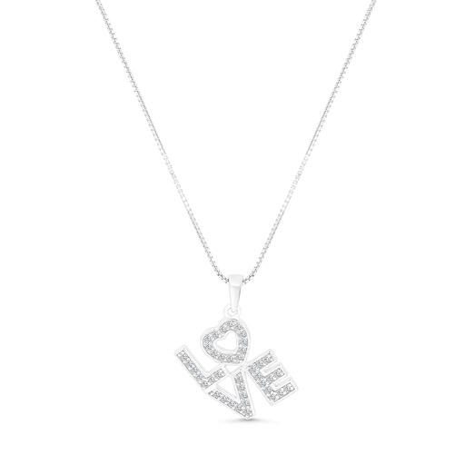 [NCL01WCZ00000A674] Sterling Silver 925 Necklace Rhodium Plated Embedded With White CZ