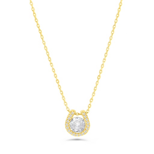 [NCL02WCZ00000A678] Sterling Silver 925 Necklace Gold Plated Embedded With White CZ