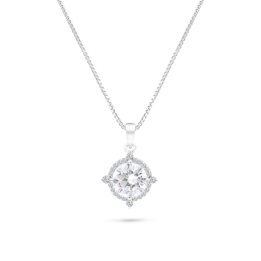 [NCL01WCZ00000A688] Sterling Silver 925 Necklace Rhodium Plated Embedded With White CZ