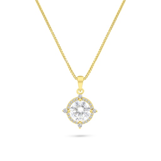 [NCL02WCZ00000A688] Sterling Silver 925 Necklace Gold Plated Embedded With White CZ