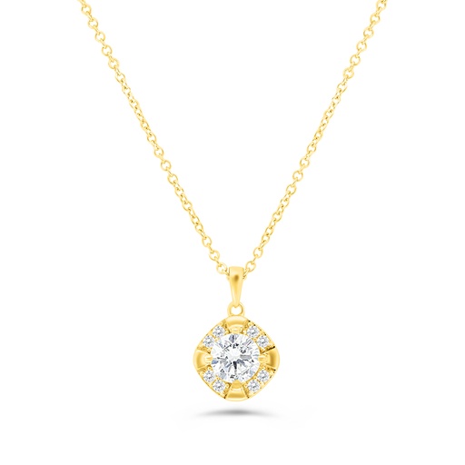 [NCL02WCZ00000A689] Sterling Silver 925 Necklace Gold Plated Embedded With White CZ