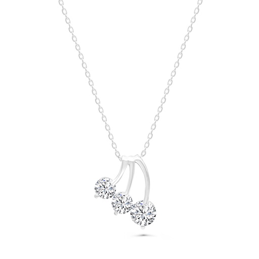 [NCL01CIT00WCZA693] Sterling Silver 925 Necklace Rhodium Plated Embedded With Yellow Zircon And White CZ
