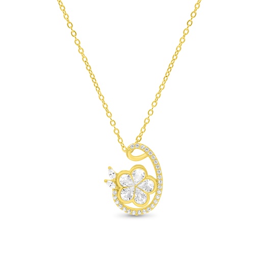 [NCL02WCZ00000A695] Sterling Silver 925 Necklace Gold Plated Embedded With White CZ