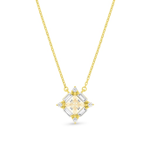 [NCL02WCZ00000A701] Sterling Silver 925 Necklace Gold Plated Embedded With White CZ