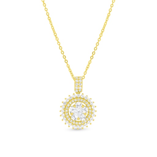 [NCL02WCZ00000A709] Sterling Silver 925 Necklace Gold Plated Embedded With White CZ