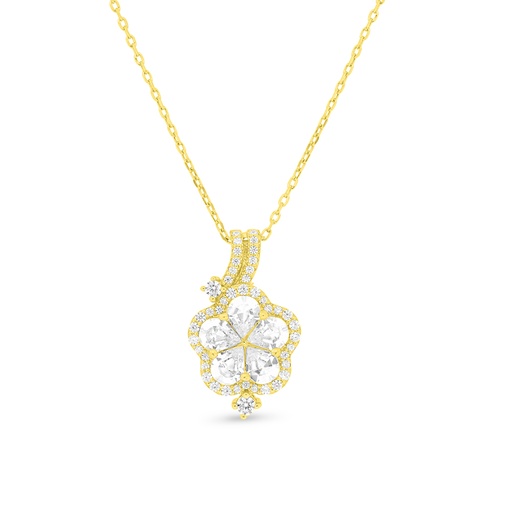 [NCL02WCZ00000A715] Sterling Silver 925 Necklace Gold Plated Embedded With White CZ