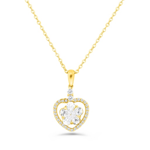 [NCL02WCZ00000A716] Sterling Silver 925 Necklace Gold Plated Embedded With White CZ