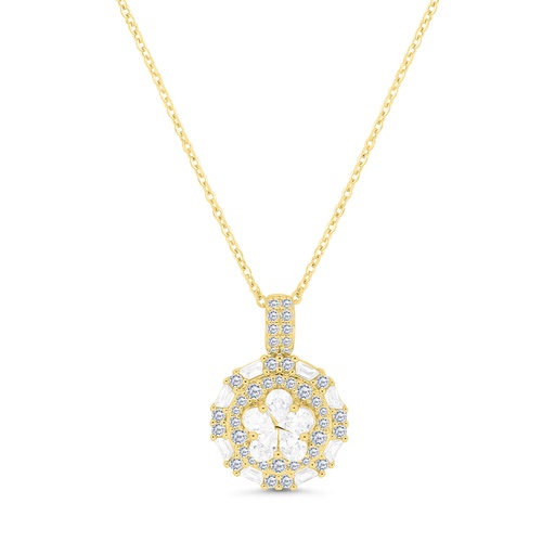 [NCL02WCZ00000A717] Sterling Silver 925 Necklace Gold Plated Embedded With White CZ