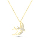 Sterling Silver 925 Necklace Gold Plated Embedded With White CZ