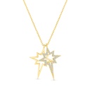 Sterling Silver 925 Necklace Gold Plated Embedded With White CZ