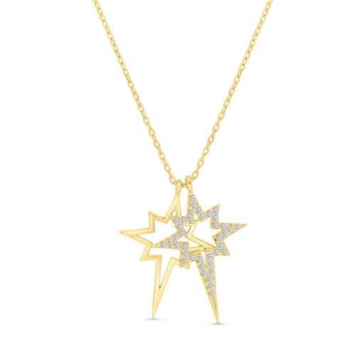 [NCL02WCZ00000A729] Sterling Silver 925 Necklace Gold Plated Embedded With White CZ