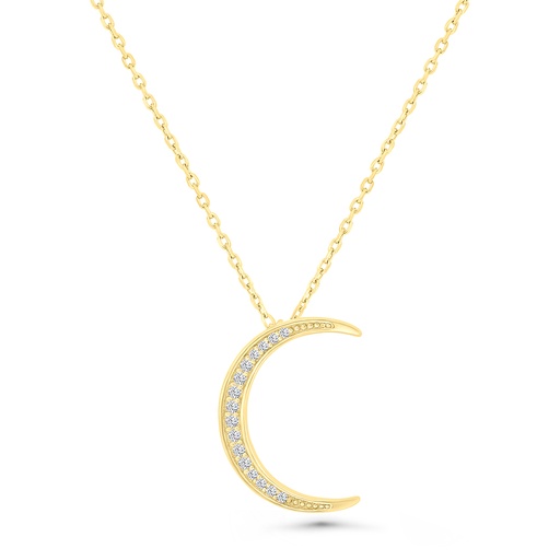 [NCL02WCZ00000A731] Sterling Silver 925 Necklace Gold Plated Embedded With White CZ