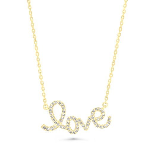[NCL02WCZ00000A734] Sterling Silver 925 Necklace Gold Plated Embedded With White CZ