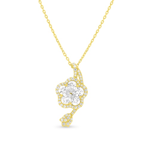 [NCL02WCZ00000A761] Sterling Silver 925 Necklace Gold Plated Embedded With White CZ