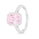 Sterling Silver 925 Ring Rhodium Plated Embedded With Pink Zircon