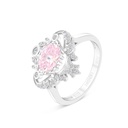 Sterling Silver 925 Ring Rhodium Plated Embedded With Pink Zircon And White CZ