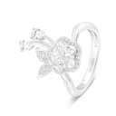 Sterling Silver 925 Ring Rhodium Plated Embedded With White CZ