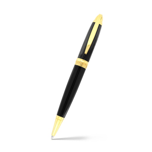 [PEN09BLK06000A010] Fayendra Pen  Gold Plated  black lacquer