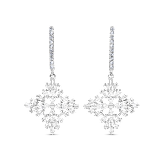 [EAR01WCZ00000B851] Sterling Silver 925 Earring Rhodium Plated Embedded With White CZ