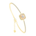 Sterling Silver 925 Bracelet Gold Plated Embedded With pink Shell And White CZ