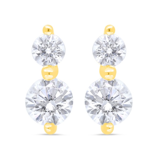 [EAR02WCZ00000B875] Sterling Silver 925 Earring Gold Plated Embedded With White Zircon