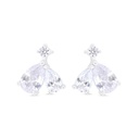 Sterling Silver 925 Earring Rhodium Plated Embedded With White Zircon 