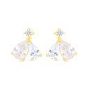 Sterling Silver 925 Earring Gold Plated Embedded With White Zircon