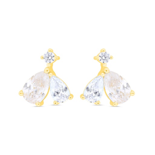 [EAR02WCZ00000B878] Sterling Silver 925 Earring Gold Plated Embedded With White Zircon