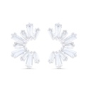 Sterling Silver 925 Earring Rhodium Plated Embedded With White Zircon 