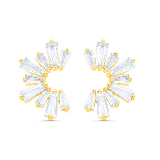 [EAR02WCZ00000B911] Sterling Silver 925 Earring Gold Plated Embedded With White Zircon