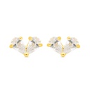 Sterling Silver 925 Earring Golden Plated Embedded With White Zircon