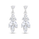 Sterling Silver 925 Earring Rhodium Plated Embedded With White Zircon