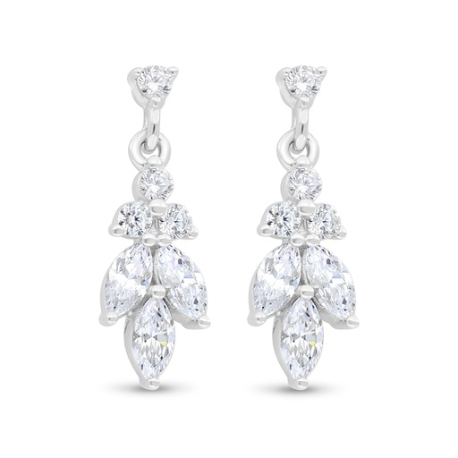 [EAR01WCZ00000B986] Sterling Silver 925 Earring Rhodium Plated Embedded With White Zircon