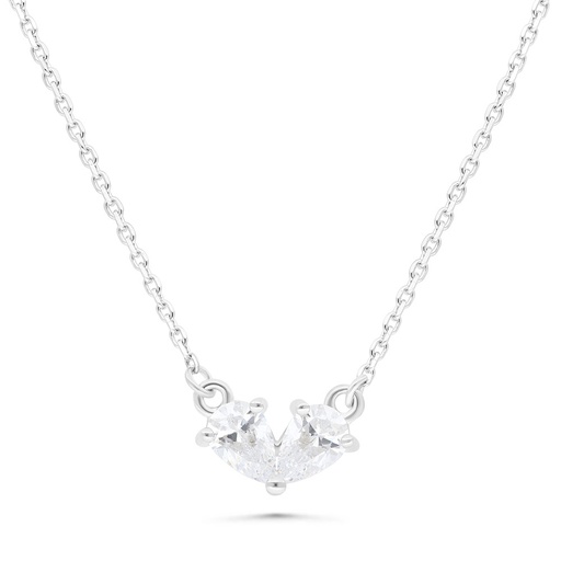 [NCL01WCZ00000B046] Sterling Silver 925 Necklace Rhodium Plated Embedded With White Zircon