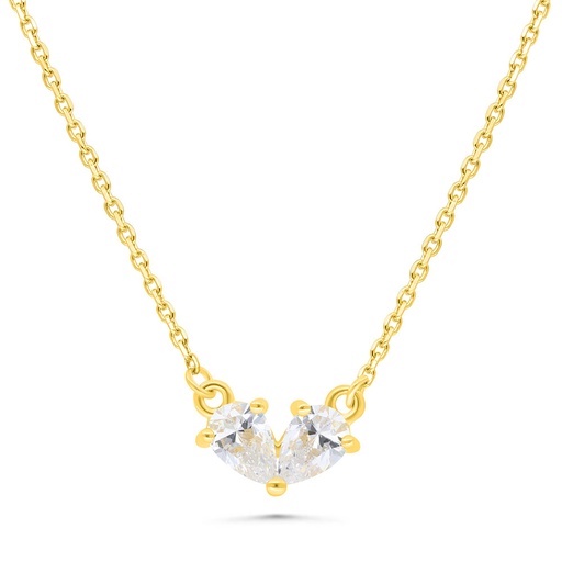 [NCL02WCZ00000B046] Sterling Silver 925 Necklace Golden Plated Embedded With White Zircon