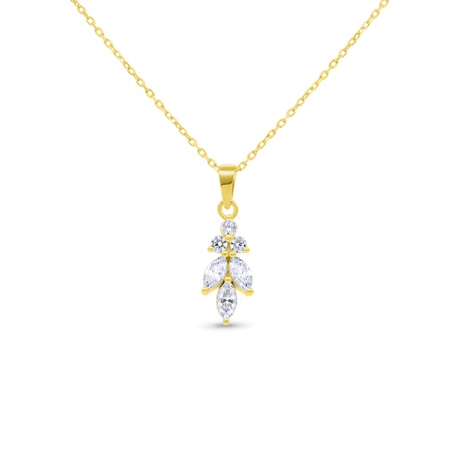 [NCL02WCZ00000B084] Sterling Silver 925 Necklace Gold Plated Embedded With White Zircon