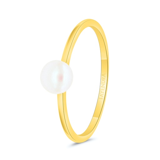 Sterling Silver 925 Ring Gold Plated Embedded With Natural White Pearl 