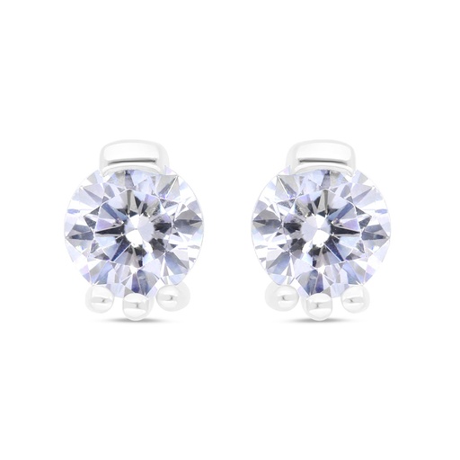 [EAR01WCZ00000B842] Sterling Silver 925 Earring Rhodium Plated Embedded With White Zircon 