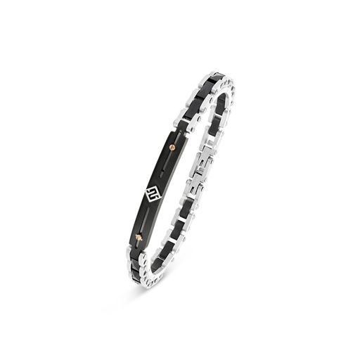 [BRC0900000000A052] Stainless Steel Bracelet, Rhodium And Black And Rose Gold Plated For Men 316L