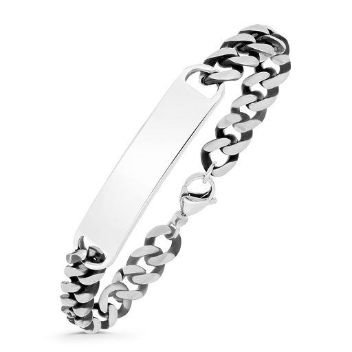 [BRC0900000000A063] Stainless Steel Bracelet, Rhodium And Black Plated For Men's 304L