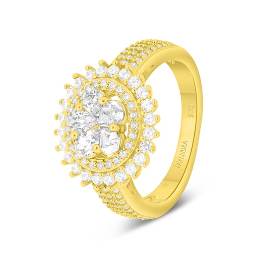 Sterling Silver 925 Ring Gold Plated Embedded With White CZ