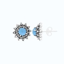 Sterling Silver 925 Earring Embedded With Natural Processed Turquoise And Marcasite Stones