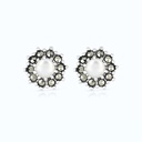 Sterling Silver 925 Earring Embedded With Natural White Shell And Marcasite Stones