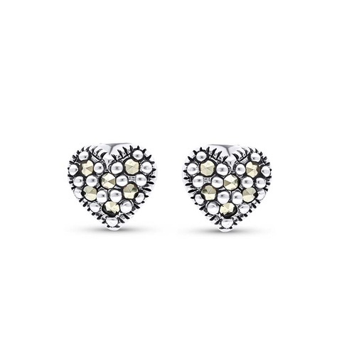 [EAR04MAR00000A187] Sterling Silver 925 Earring Embedded With Marcasite Stones