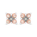 Sterling Silver 925 Earring Embedded With Natural Pink Shell And Marcasite Stones