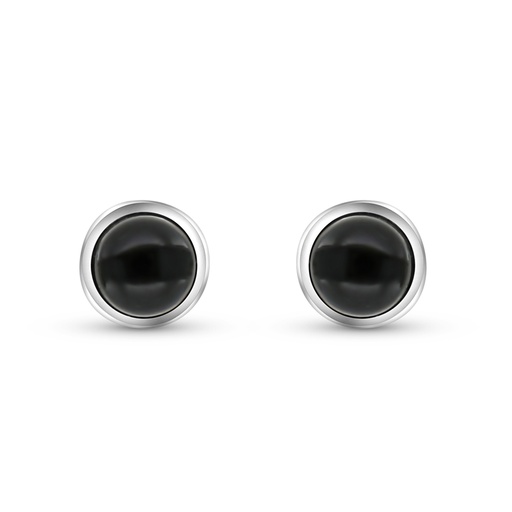 [EAR0400000ONXA482] Sterling Silver 925 Earring Embedded With Natural Black Agate
