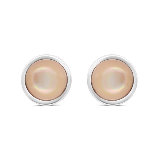 [EAR0400000PNKA482] Sterling Silver 925 Earring Embedded With Natural Pink Shell
