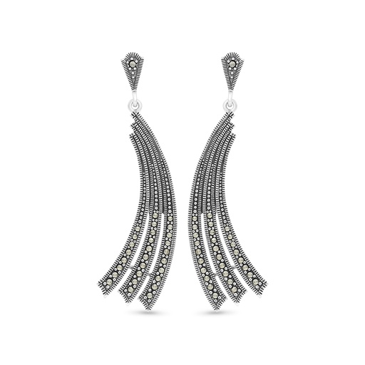 [EAR04MAR00000A148] Sterling Silver 925 Earring Embedded With Marcasite Stones