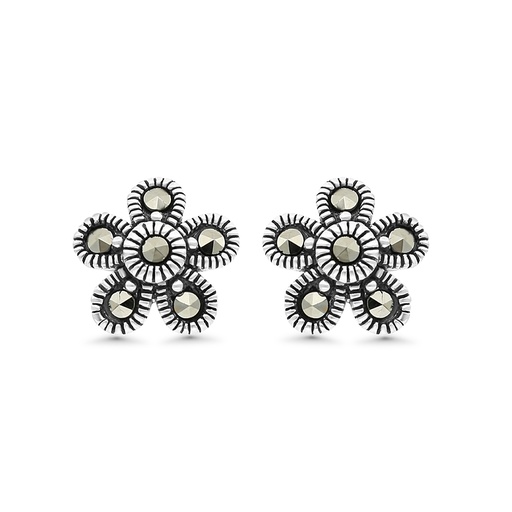 [EAR04MAR00000A152] Sterling Silver 925 Earring Embedded With Marcasite Stones