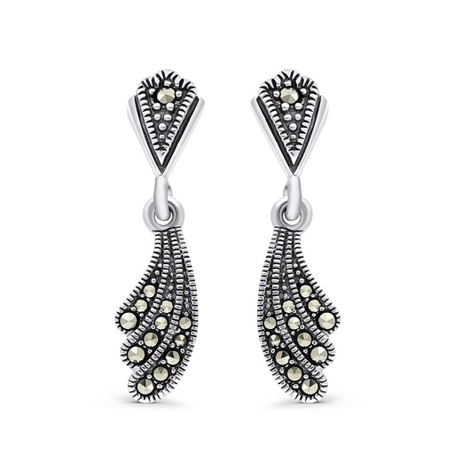 [EAR04MAR00000A155] Sterling Silver 925 Earring Embedded With Marcasite Stones